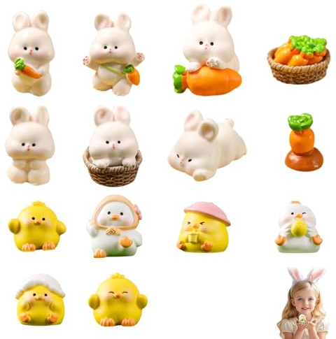 IBMLOMM Mini Conejitos de Pascua Conejitos de Pascua Figuras - Decoraciones de Pascua Únicas, Miniaturas de Conejo de Pascua y Figuras de Pascua, Hechas de Resina de Superior Elegancia