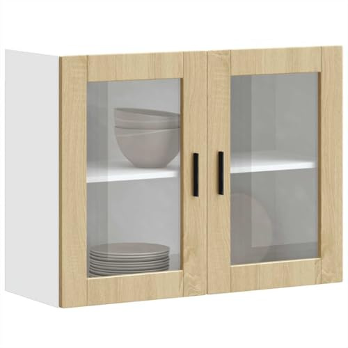 Xichuzi Küchen-Hängeschrank mit Glastür Porto Sonoma-Eiche, Hängeschrank Küche, Küchenschrank, Wall Cabinet, Oberschrank - 854090