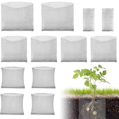 RYAN 12 Pièces Paniers de Plantation Anti-Campagnol Panier de Protection en Acier Inoxydable Grille Métallique pour la Protection des Végétauxde Fleursde Légumes Protection Racine