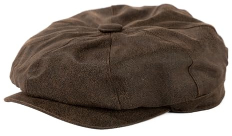 TOP-EX XL/XXL wasserdichte Herren Schiebermütze für Regenwetter - Stilvolle Schirmmütze im Peaky Blinders Stil, ideal für Schießen, Golf, Angeln, Wandern, Jagd und als Schlägermütze Braun