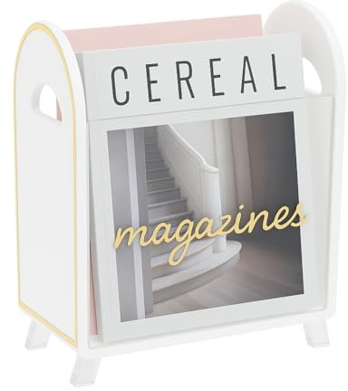 Khen Zeitschriftenhalter aus Acryl mit goldfarbenem Rand, 31,5 x 25,4 x 11,4 cm, kristallklarer Halter, bruchsicher, oben offen, platzsparend, für Zeitschriften, Publikationen, Bürotisch, Empfang