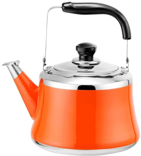 Bouilloire à thé mignonne avec infuseur, théière en acier inoxydable de qualité alimentaire, eau chaude à ébullition rapide, pliable et sifflante(Orange,1L)