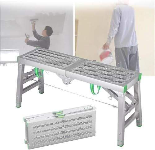 Andamio portátil multifunción con Escalera de Tijera y Plataforma de 5 velocidades, Altura Ajustable, Plegable, para Trabajo, Carga máxima de 400 kg.