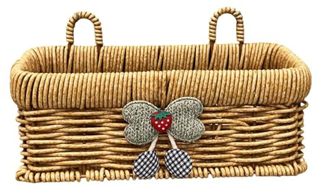 Amagogo Cestino per La Conservazione in Rattan da Appendere per Frutta E Oggetti, 21.5x8x12.5cm