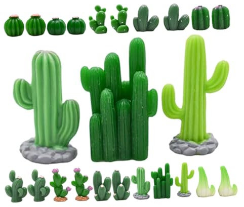 ORFOFE Mini Statuette Cactus 24 Pezzi in Resina, 12 Stili per Decorazioni