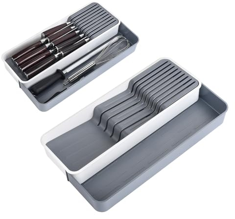 Upgrade Flatware Small Silverware Organizer countertop Storage Tray,Cutlery Expandable Organizer for Kitchen Drawer Holding Flatware Spoons Forks (A)