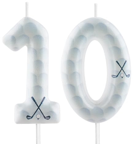 Golf Birthday Candles 10th Golf Themed Birthday Party Decorations, Funny Cake Topper Candles for Boys Girls Kids Sport-Theme Party Supplies