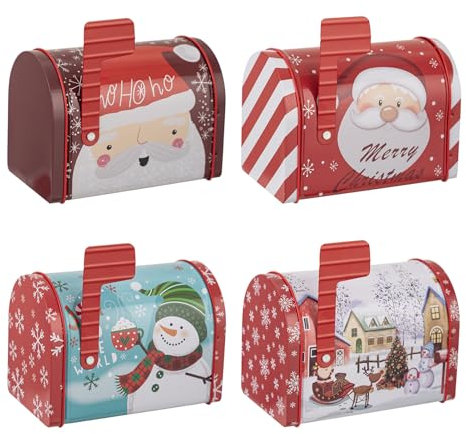 Jenngaoo Boîte à Chofs de Boîte Aux Lettres, Boîte de Chofs de Boîte Aux Lettres de Noël Boîte de Biscuit Boîte de Noël Boîte de Thème de Boîte Aux Lettres Boîte de Bonbons en Fer Art de