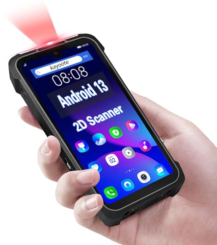 Kayoote 5.7 inch Barcode Scanner Portable 1D 2D QR Code, Android 13 Douchette Dode Barre avec 4GB+64GB & 4G WiFi, Bluetooth, sans Fil Terminal Incassable avec IP65 & NFC pour Entrepôt et Inventaire