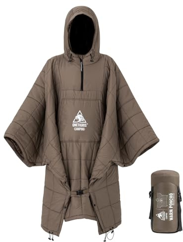 ONETIGRIS Camping Blanket Poncho with with Recycled Synthetic Insulation,Wearable Hoodie Blanket | Ultralight Water-Resistant Warm Camping Blanket for Outdoor, Hiking, Stadium