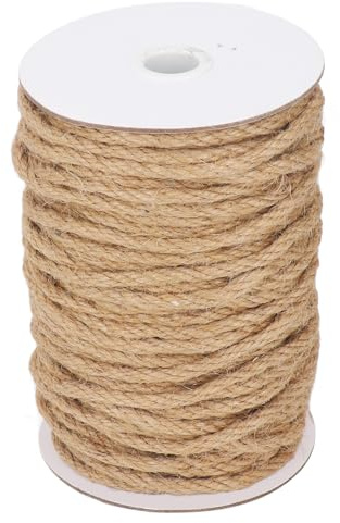 4 Strand Hemp Rope Fiber Twisted Rope Multipurpose DIY Craft Home Decor Gardening Plant Binding 6mm Diameter 50 Meter Length