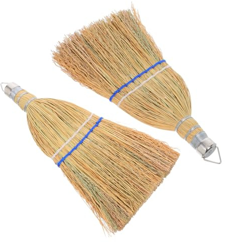WRITWAA 2 Pièces Balais Miniatures Paille Naturelle Balais de Table Portables Ergonomiques pour Nettoyage de Bureau Maison et Mobilier