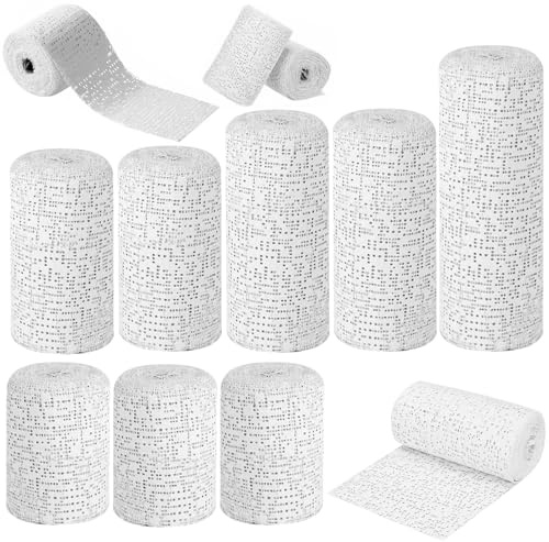 Sayudar Juego de 8 rollos de 5 cm/7,5 cm/10 cm/15 cm x 2,7 m, vendaje de yeso, rollo de vendaje de yeso, rollo de secado rápido para la medicina o en la construcción de maquetas de bebé, vientre y