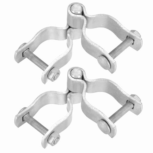 sourcing map 2 Pack Chain Link Fence Gate Post Hinge, 1-5/8 Galvanized Steel Chain Link Fence Post Hinges Heavy Duty Gate Frame Hinge with Bolts and Nuts for Outside Round Pipe