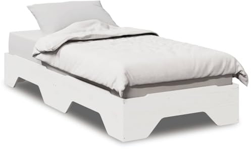 Générique Cadre de lit sans Matelas empilable Blanc 100x200cm Bois Massif,Meubles,Lits & Accessoires,Lits & Cadres de lit,Blanc,19.2 KG,859200