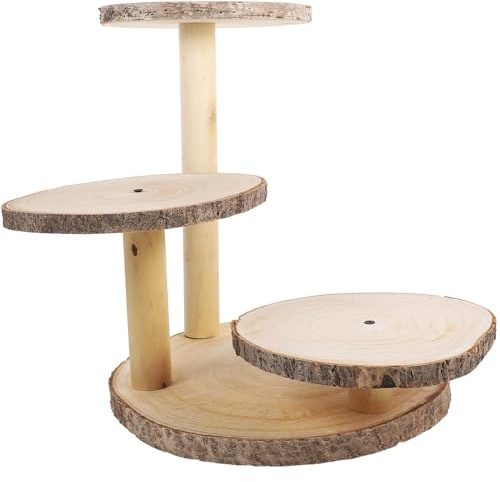 WEKADRIN Supporto per Cupcake in Legno a 3 Livelli Alzata Decorativa per Dessert Rustica Porta Torta Multifunzione per Feste Esposizione Dolci e Piante Vassoio Espositivo da Tavolo in