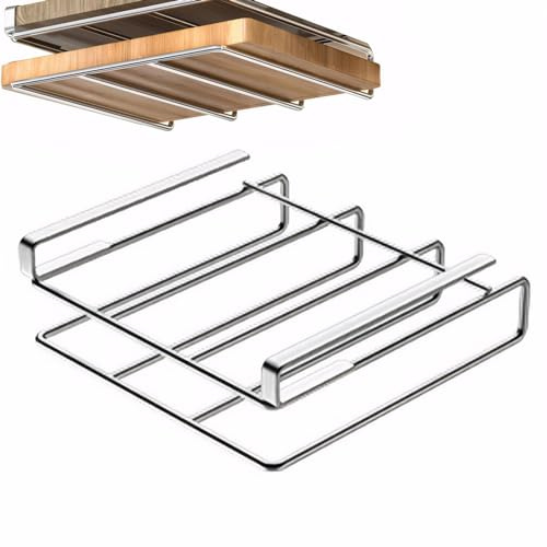 Licsaliwe Support de planche à découper sous armoire en acier inoxydable, support robuste sans poinçon, de planche horizontal vertical sans couvercle