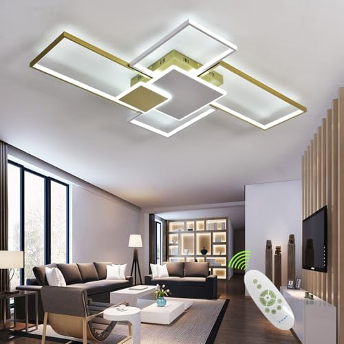 Led Deckenleuchte Dimmbar, L110cm Wohnzimmerleuchte Led Deckenleuchte Wohnzimmer mit Fernbedienung 3000K-6500K Deckenlampe Led Farbwechsel Deckenbeleuchtung