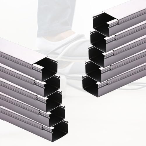 calpestabile passacavi Copricavi A Parete Di Altezza 10 15 20 25 30 50 Mm, Copricavi Da Pavimento Di Grande Capacità, Canalina Portacavi Impermeabile In Acciaio(10 PCS,L 180cm x W 10cm x H 5cm)
