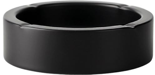 Eastrise Stainless Steel Ashtray, Thickened Ash Tray with Cigarette Holders, Modern Cigar Ashtray, Windproof Outdoor, Portable Garden Ashtray for Home, Bar, Patio, Office (Black)