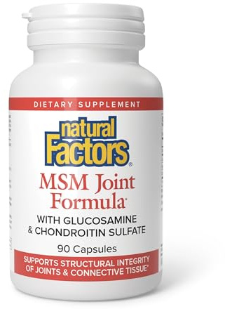 Natural Factors, Joint MSM Formula, Supports Healthy Joint, Muscle and Cartilage with Glucosamine and Chondroitin Sulfate, 90 capsules (90 servings)