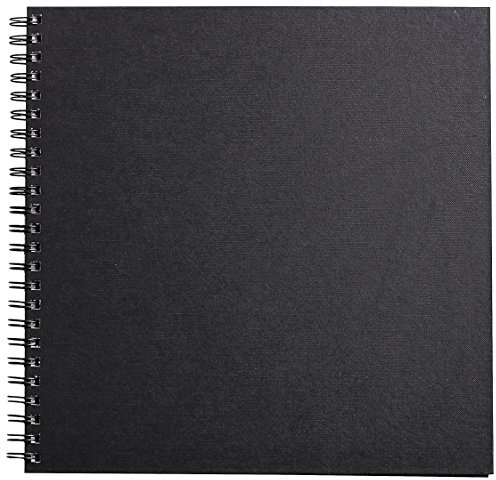 Clairefontaine – Ref. 34261C – Goldline Drahtgebundener Block (64 weiße Blätter) – 30,5 x 30,5 cm Größe, 140 g/m² Papier, quadratisches Layout – schwarzer Einband – geeignet für Trockentechniken
