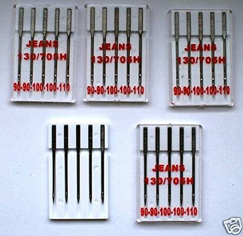 Telliswelt Nähmaschinennadeln Jeans 5 Packungen a 5 Nadeln Nähmaschinen Nadeln