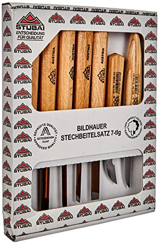 Stubai 510201 Assortimento sgorbie e coltelli 7 pzi, Rosso (Rot), M, Set di 7 Pezzi