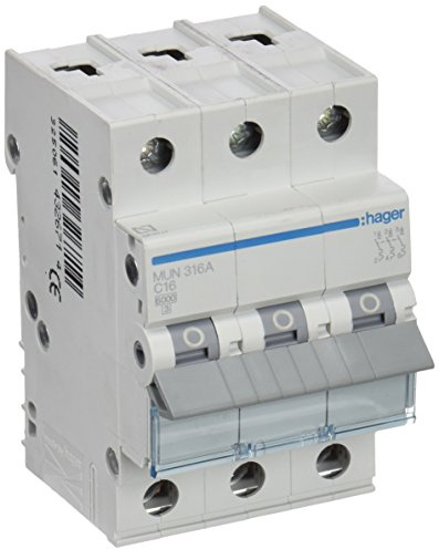 Interruptor automático magnetotérmico serie MU, 3P, 16A, curva C, 6KA