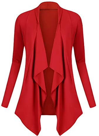 Urban GoCo Donna Drape anteriore Aprire bordo irregolare Cardigan Grande Rosso