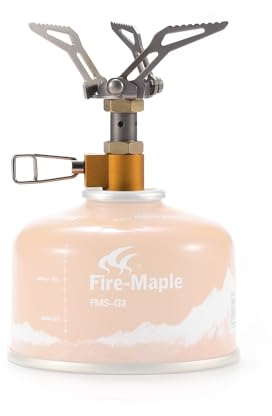 Fire-Maple FMS-300T Ultralight Titanium Backpacking Camping Gas Stove | 2600W Pocket Backpacking Cooking Folding Burner | Outdoor Trekking Hiking Fishing (Orange)
