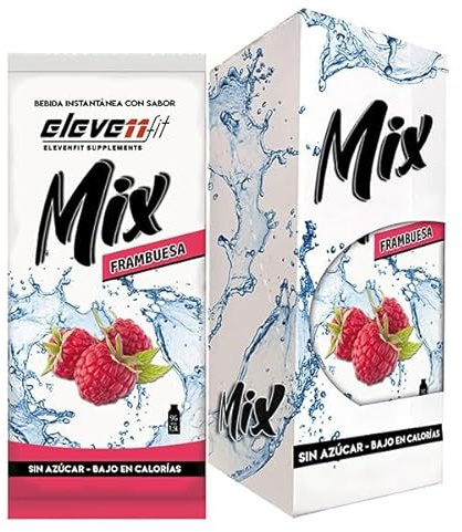 Eleven Fit Mix Instantáneo Sabor Frambuesa | Prepara 1.5L de Bebida Saludable, Sin Azúcar y Baja en Calorías | Ideal para Mezclar con Agua y Mejorar tu Dieta | Caja de 12 Sobres