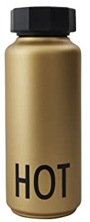 Design Letters Insulated Stainless Steel Water Bottle | 500 ml | Double Walled Vacuum Flask for hot and Cold Water | Thermos Flask for Travel and Gym | BPA and BPS-Free | Gold