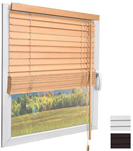 Sol Royal Holzjalousie SolDecor JH3 Jalousie aus Holz in Eichenoptik - 150x160 cm Tür- und Fensterjalousie Holz umweltschonend produziert - Jalousien Blickschutz Fenster 3,5 cm breite Lamellen