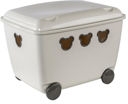 BranQ - Home essential - Multifunktionsbehälter für Spielzeug Bear 55 l, BPA-freier Kunststoff PP, beige, 53,4x39,8x37 cm (lxbxh)