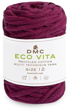 DMC Nova Vita, virkad stickning makramé garn, plommon (61) 250 g