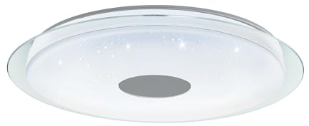 EGLO connect LED Deckenleuchte Lanciano-C 1 flammige | Wandlampe mit Kristall-Effekt, Stahl, Kunststoff, Weiß, Tansparent, Chrom, Fernbedienung, Farbtemperaturwechsel (warm–kalt)