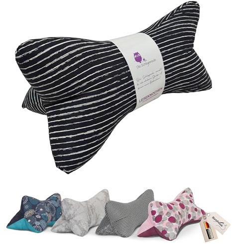 Leseknochen Nackenkissen Handmade in D, waschbar (Stripy schwarz)