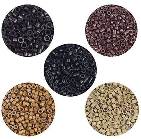 500 Pièces 5.0mm Micro Anneaux Doublés de Silicone Liens Perles pour Coller les Extensions de Cheveux (Blond)