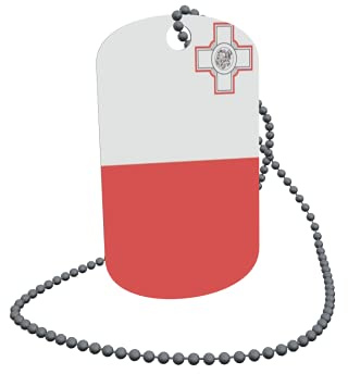 U24 Dog Tag Erkennungsmarke ID Tag an Kette Flagge Malta Alu 30 x 50 mm