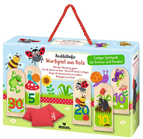 moses. Holz-Wurfspiel, für drinnen und draußen, Kinderspiel für Garten-und Outdoorspaß, Geschicklichkeitsspiel für Kinder ab 3 Jahren und 2-3 Spieler, Krabbelkäfer Design