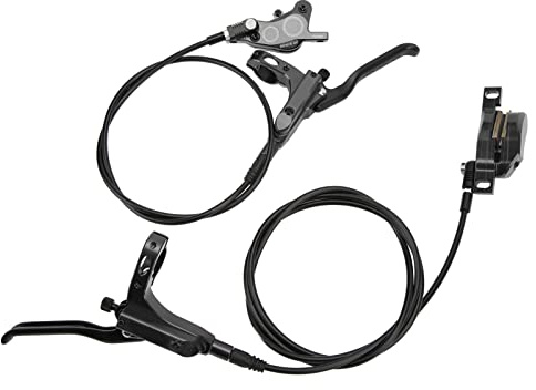 Fahrrad Hydraulische Scheibenbremse, 4 Kolben Vorne Hinten Hydraulische Scheibenbremse Fahrrad Bilaterale ?lbremsen Kit f¨¹r Mountainbike(Schwarz) and Spare Parts