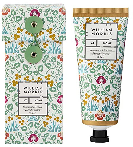 William Morris Crème pour les mains 100 ml, huile de Camelina Sativa, beurre She, hydratant pour les mains, format voyage, végétalien et sans cruauté envers les animaux, cadeau de beauté pour elle