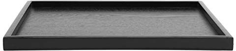 Wooden Tea Tray, Black Serving Platter (36x27cm), Rectangular Coffee Table Tray for Bedroom, Living Room, Kitchen, Hospital