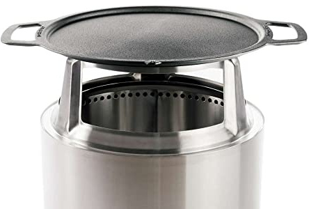 Solo Stove Gusseisen-Plancha mit Aufsatz für Bonfire Feuerschale | Grillplatte mit Edelstahl-Aufsatz, Umbau von Feuerstelle zu Grill, Zubehör für Feuerschale, Kochoberfläche: Ø 45 cm, 5,7 kg