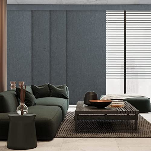Graywind Blackout Panel Track Blinds with Wand Control, Made to Measure Sliding Panel Blinds for Patio Doors Large Windows, Thermal Insulating & UV Protection, Extendable Track Up to 389cm, Dark Grey