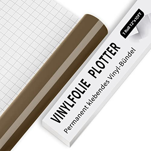 IModeur Vinylfolie Plotter - 30,5 x 305 cm Glänzend Braun Plotterfolie Vinyl für Silhouette Cameo, die meisten Schneidemaschine