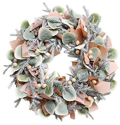 Künstlicher Weihnachtskranz, 39 cm Eukalyptus-Kranz für Haustür Dekoration und Weihnachtsfeier-Dekoration