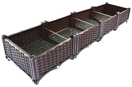 YSUEFIJO Cama de Jardin Elevada de Plastico, Jardinera Vertical Interior, Jardinera Alta Rectangular, Jardinera Exterior Grande, para Patio Trasero ai Aire Libre