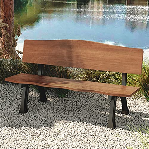 MZQMK Rohholz-Terrassenbank,wasserdichte Hockerbank,Gartenbank,Anzug for Garten, Veranda und Park,Einfache Montage (Color : with backrest, Size : 1.2M)